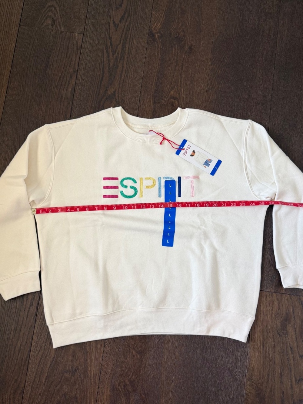 Esprit Retro Rainbow Logo Crewneck Sweatshirt Cream Size L NWT - Picture 4 of 8